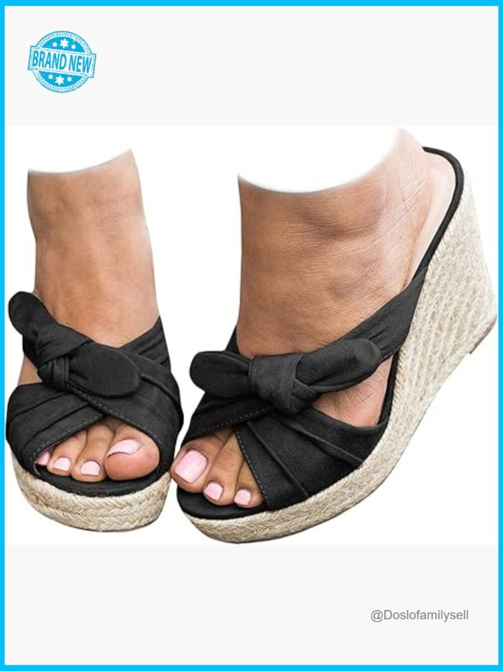 Espadrilles Wedge Sandals Platform Slip on Bow Knot Open Toe Summer Mules Shoes